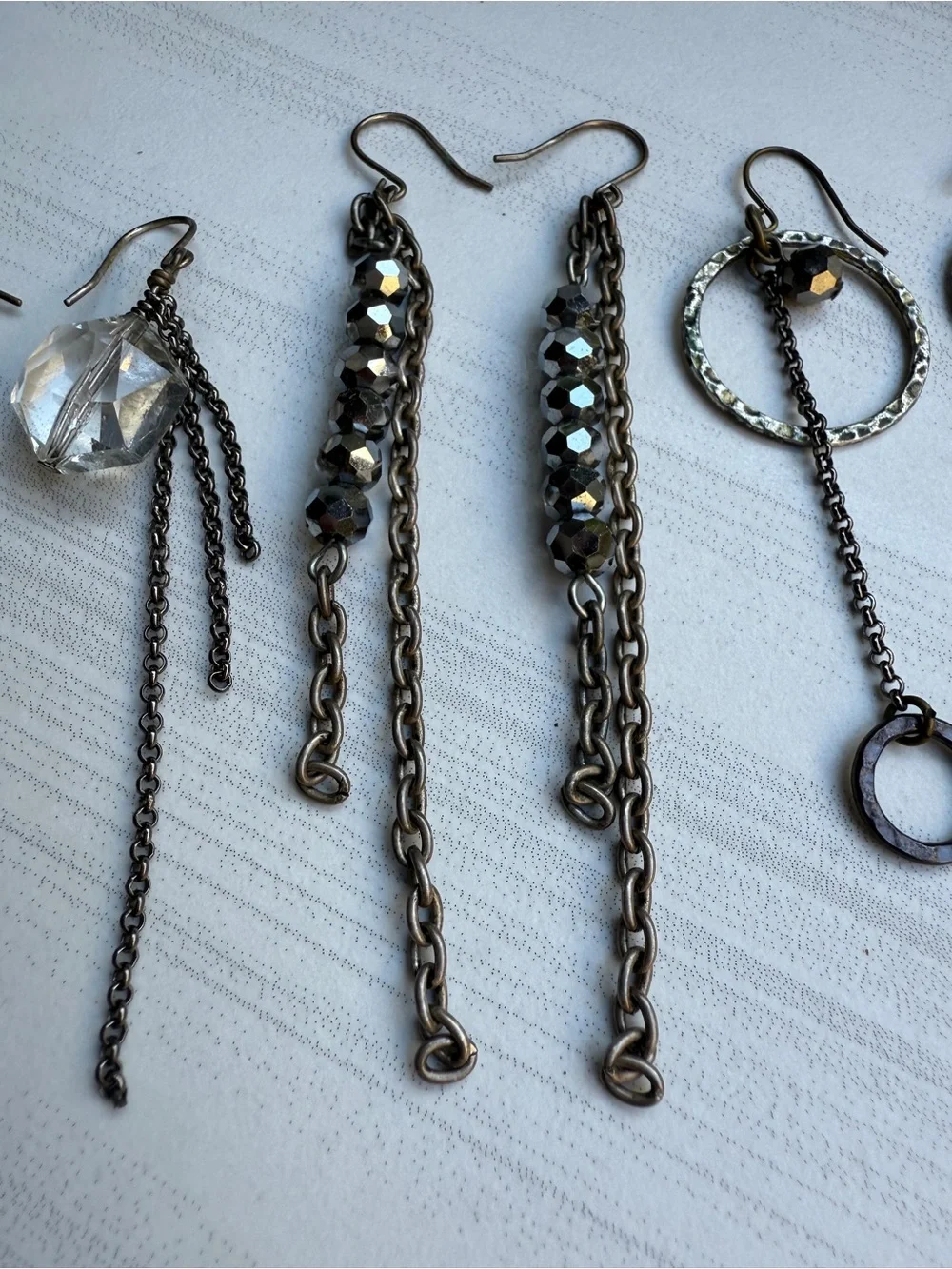 3️⃣Pairs of Artisan Handcrafted Earrings Metal Tones Faceted Glass Beads 3”+Long - Picture 6 of 15